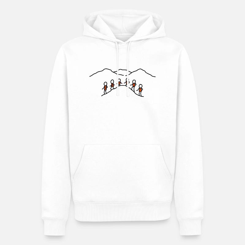6 Männchen wandern - V2 - Männer Premium Bio Hoodie - Weiß