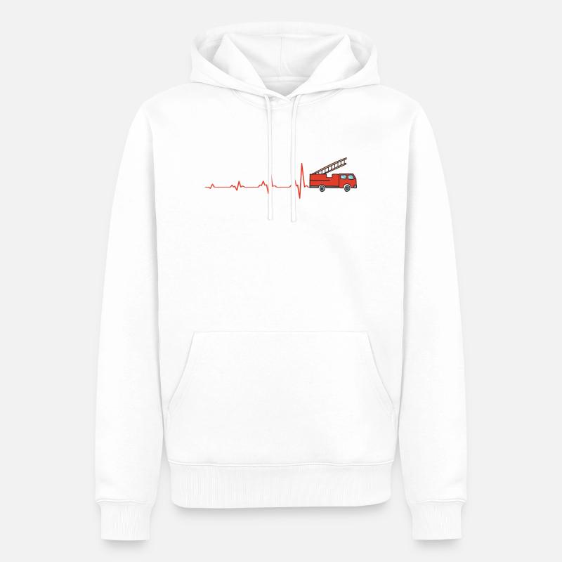 Heartbeat Pompier Pompier Pompier - Sweat à capuche Premium bio Homme - blanc