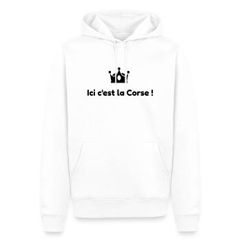 Ici C'est la Corse - Sweat à capuche Premium bio Homme - blanc - Devant - Nico (187cm)