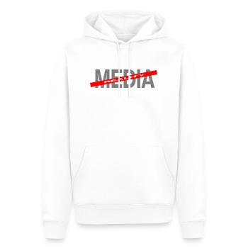 Reality over media - Men’s Premium Organic Hoodie - white - Front - Nico (187cm)