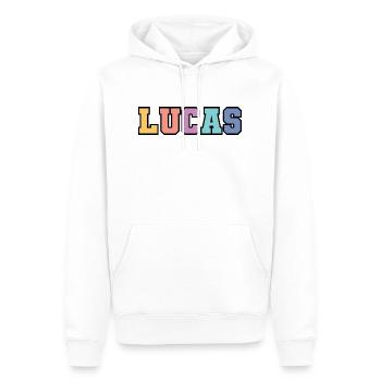 Name - Lucas - Männer Premium Bio Hoodie - Weiß - Vorne - Nico (187cm)