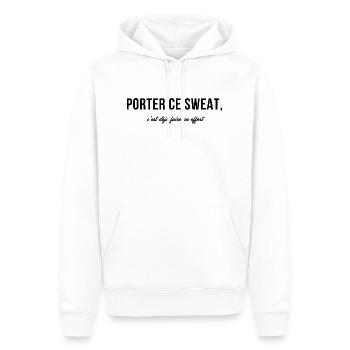 Wearing this sweatshirt is already making an effort - humor - Men’s Premium Organic Hoodie - white - Front - Nico (187cm)