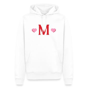 Lettre m cœurs rouges - Sweat à capuche Premium bio Homme - blanc - Devant - Nico (187cm)