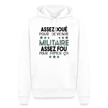 Militaire Armée Régiment Soldat Humour Cadeau - Sweat à capuche Premium bio Homme - blanc - Devant - Nico (187cm)