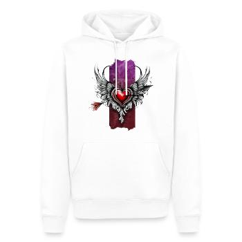 Vol éternel : Cœur ailé transpercé par une flèche - Sweat à capuche Premium bio Homme - blanc - Devant - Nico (187cm)
