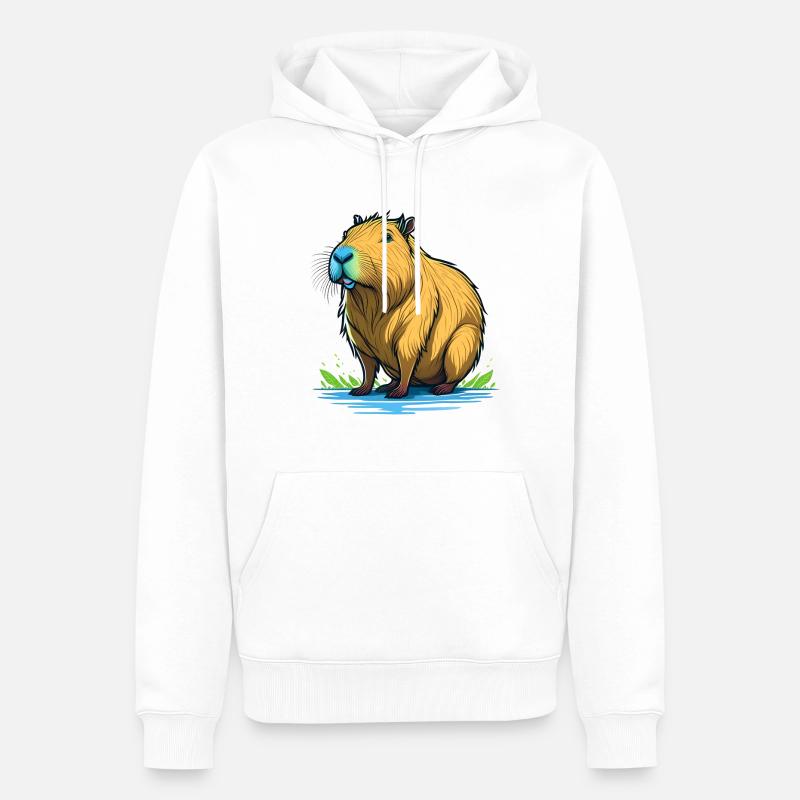 Capybara ou capybara - Sweat à capuche Premium bio Homme - blanc