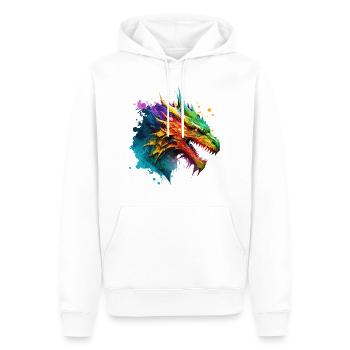 Dragon Coloré Fantaisie Magie Mysticisme Mythologie Art - Sweat à capuche Premium bio Homme - blanc - Devant - Nico (187cm)