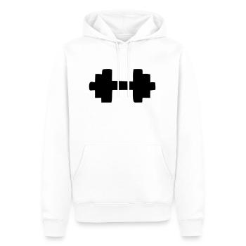 dumbbell - Men’s Premium Organic Hoodie - white - Front - Nico (187cm)