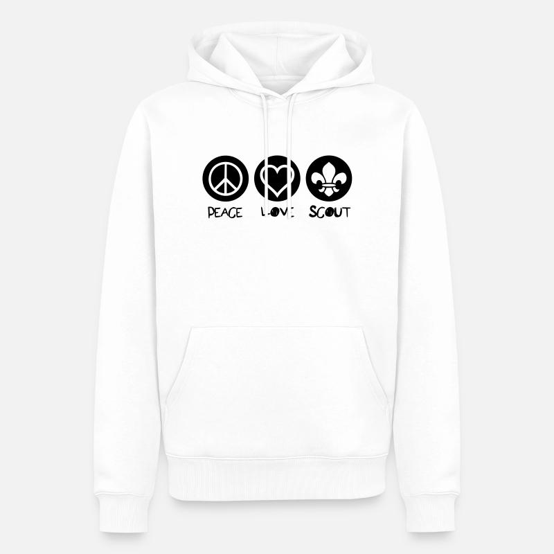 Peace Love Scout - Sweat à capuche Premium bio Homme - blanc