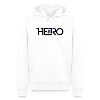 Hero Logo - Männer Premium Bio Hoodie - Weiß - Vorne - Nico (187cm)