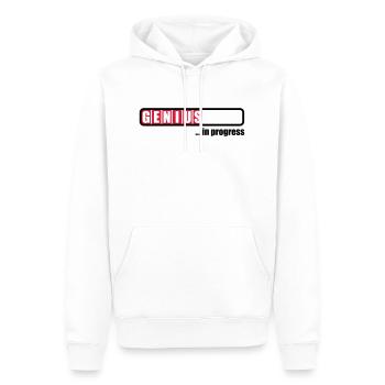 Genius in progress - Männer Premium Bio Hoodie - Weiß - Vorne - Nico (187cm)