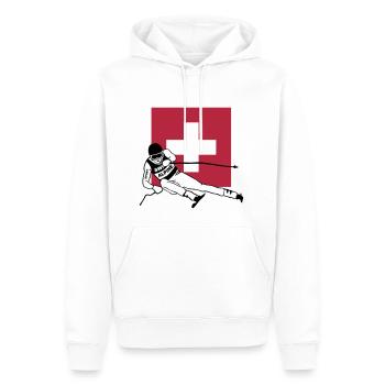 ski - alpine - apres - schweiz - Männer Premium Bio Hoodie - Weiß - Vorne - Nico (187cm)