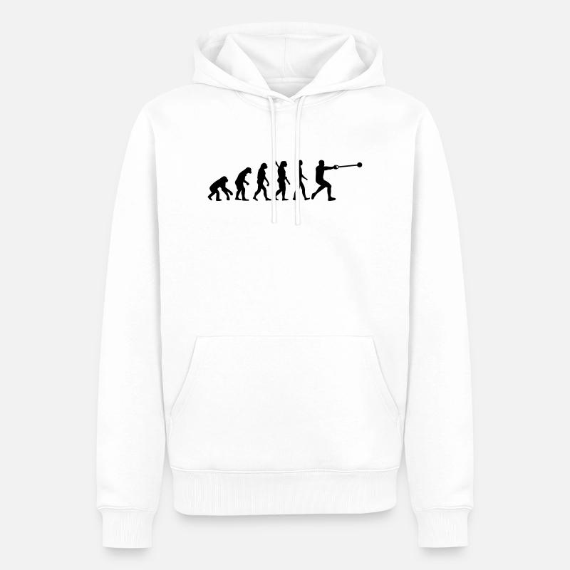 Evolution Lancer de marteau - Sweat à capuche Premium bio Homme - blanc