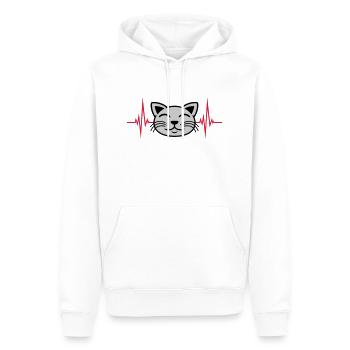 Puls Katze Gesicht glücklich - Männer Premium Bio Hoodie - Weiß - Vorne - Nico (187cm)
