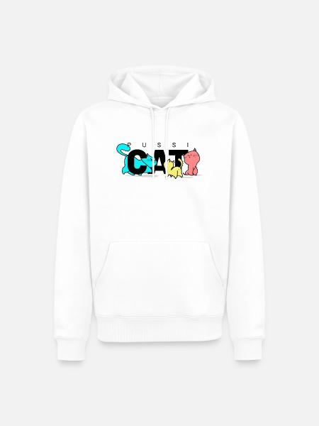 pussi cats schwarz - Männer Premium Bio Hoodie - Weiß