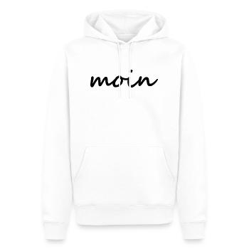 Moin - Guten Morgen - Nordsee - Ostsee - Möwe - Männer Premium Bio Hoodie - Weiß - Vorne - Nico (187cm)