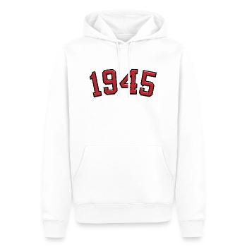 Année de naissance sport 1945 - Sweat à capuche Premium bio Homme - blanc - Devant - Nico (187cm)