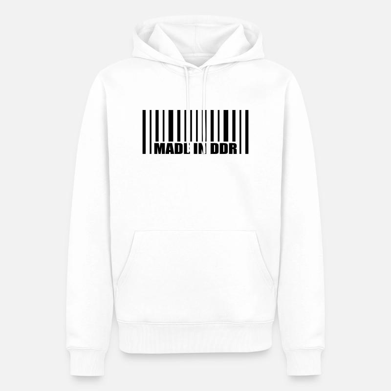 Barcode made in ddr - Männer Premium Bio Hoodie - Weiß