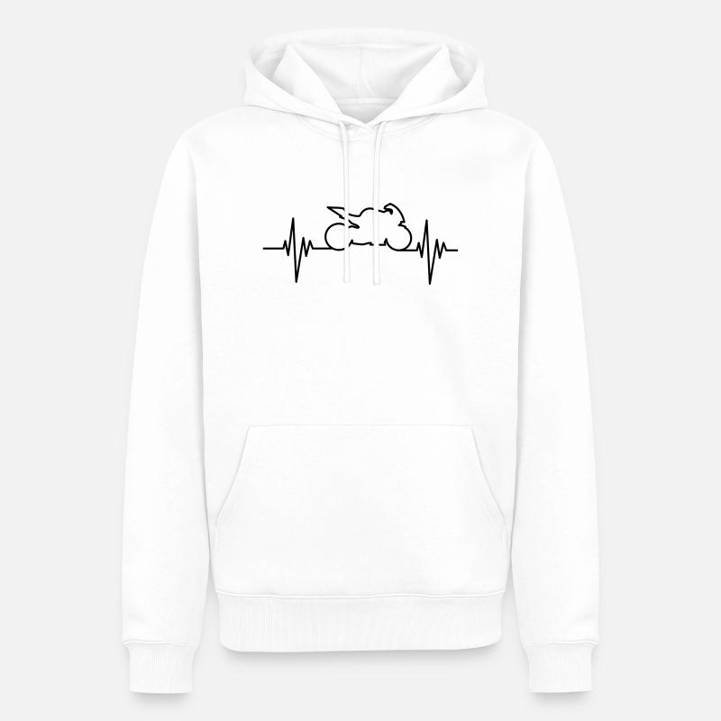 Motorcycle Pulse - Männer Premium Bio Hoodie - Weiß