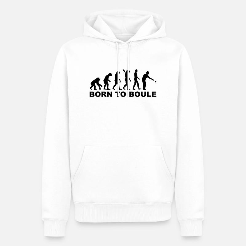 Pétanque Évolution - Sweat à capuche Premium bio Homme - blanc
