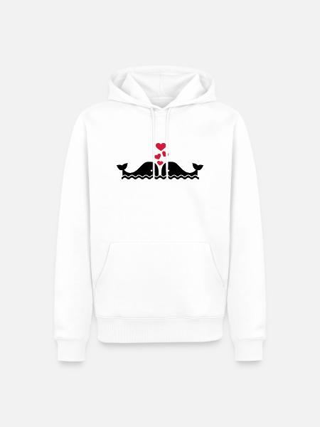 Wal - Männer Premium Bio Hoodie - Weiß