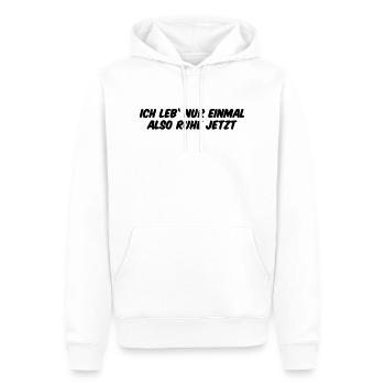 Ich leb nur einmal also Ruhe jetzt - Männer Premium Bio Hoodie - Weiß - Vorne - Nico (187cm)