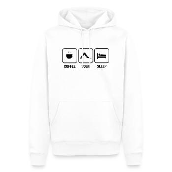 Coffee - Yoga - Sleep - Männer Premium Bio Hoodie - Weiß - Vorne - Nico (187cm)
