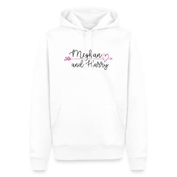 HT Royal Wedding Meghan Harry Arrow - Sweat à capuche Premium bio Homme - blanc - Devant - Nico (187cm)