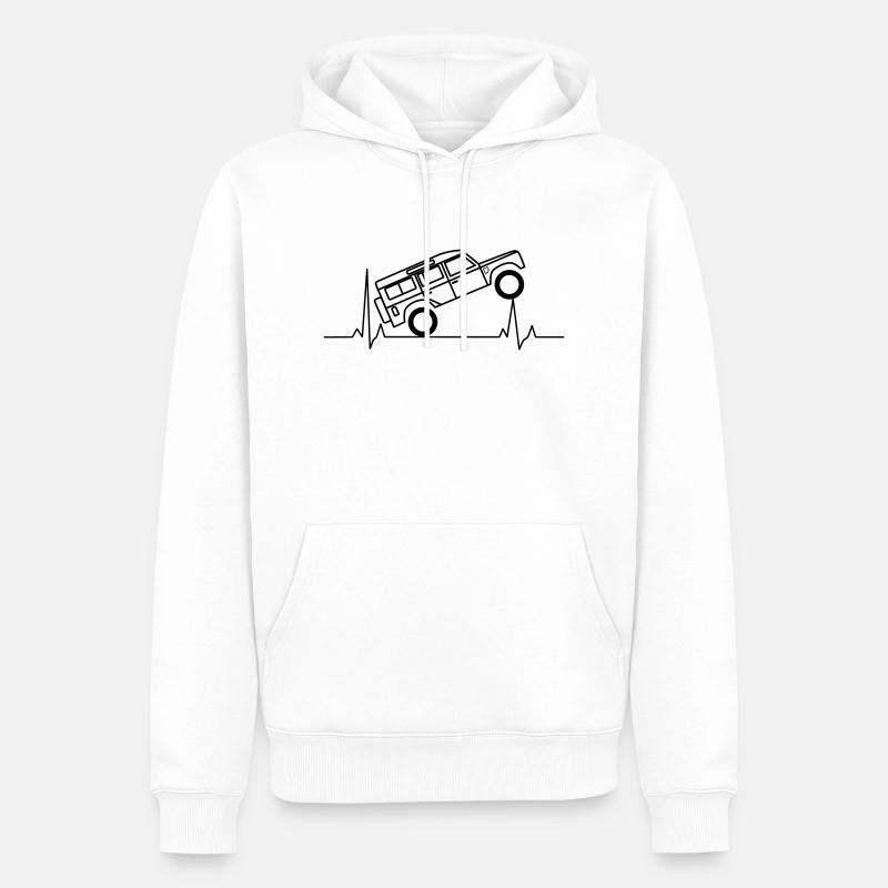 ECG Defender Cardio-battements Tout-terrain - Sweat à capuche Premium bio Homme - blanc