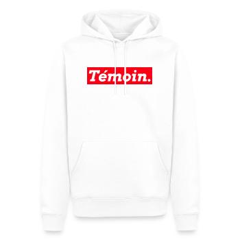 Témoin marié mariage rectangle rouge cadeau mode - Sweat à capuche Premium bio Homme - blanc - Devant - Nico (187cm)