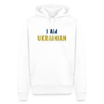 Je suis le contour du drapeau grunge ukrainien - Sweat à capuche Premium bio Homme - blanc - Devant - Nico (187cm)