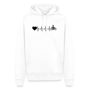 Heartbeat heart and cycling - (2) - Men’s Premium Organic Hoodie - white - Front - Nico (187cm)