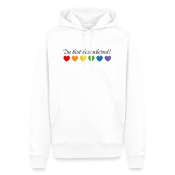 Regenbogenherzchen du bist bezaubernd - Männer Premium Bio Hoodie - Weiß - Vorne - Nico (187cm)