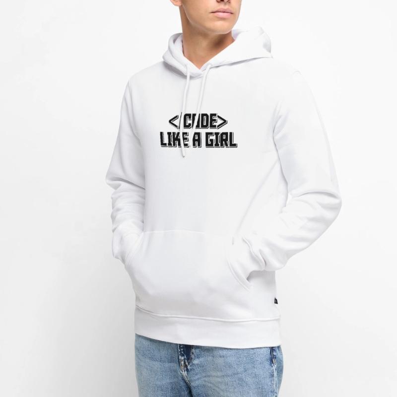 Code Like A Girl Coder Programmer Software Develop Männer Premium Bio Hoodie