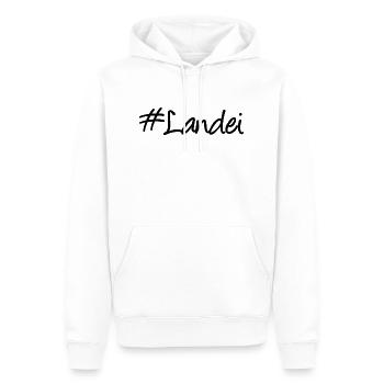 #Landei - Landei - Hashtag - Slogan - Männer Premium Bio Hoodie - Weiß - Vorne - Nico (187cm)