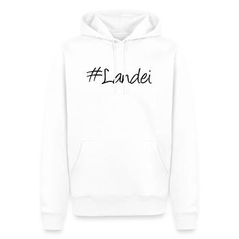 #Landei - Landei - Hashtag - Slogan - Männer Premium Bio Hoodie - Weiß - Vorne - Nico (187cm)