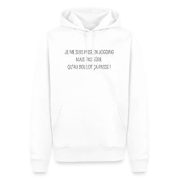 je me suis mise en jogging au boulot - Sweat à capuche Premium bio Homme - blanc - Devant - Nico (187cm)