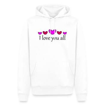 Je vous aime tous - Sweat à capuche Premium bio Homme - blanc - Devant - Nico (187cm)