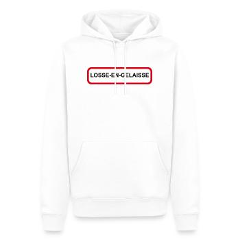 Losse en Gelaisse (noir) - Sweat à capuche Premium bio Homme - blanc - Devant - Nico (187cm)