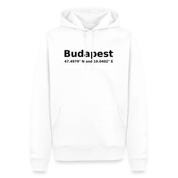Budapest - mit Geo Koordinaten Waagrecht - Männer Premium Bio Hoodie - Weiß - Vorne - Nico (187cm)