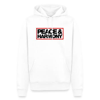 Typo Peace Harmony Kontur 2C - Männer Premium Bio Hoodie - Weiß - Vorne - Nico (187cm)