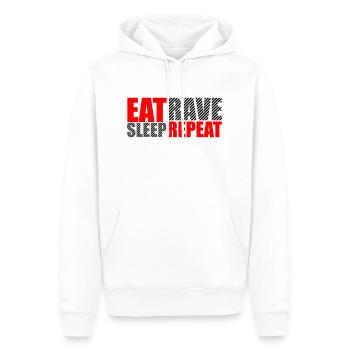 Manger dormir rave répéter nourriture sommeil corbeau disant - Sweat à capuche Premium bio Homme - blanc - Devant - Nico (187cm)