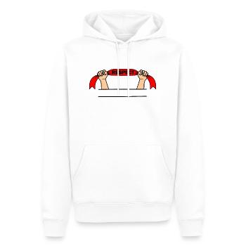 Hands with red pennant respect - Men’s Premium Organic Hoodie - white - Front - Nico (187cm)