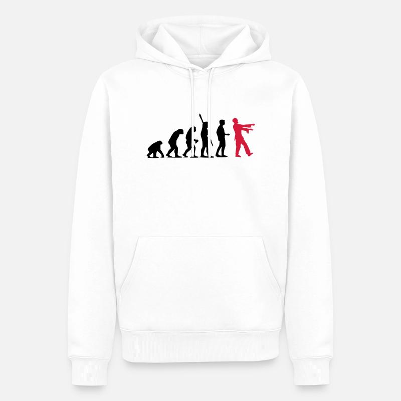 Zombie Evolution (zweifarbig) - Männer Premium Bio Hoodie - Weiß