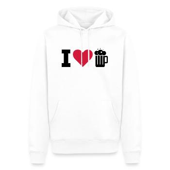 ICH LIEBE BIER / I LOVE BEER - Männer Premium Bio Hoodie - Weiß - Vorne - Nico (187cm)