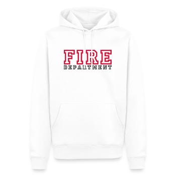 Schriftzug FIRE Department - Männer Premium Bio Hoodie - Weiß - Vorne - Nico (187cm)