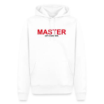 Drôle de design « MASTER OF DISASTER » - Sweat à capuche Premium bio Homme - blanc - Devant - Nico (187cm)