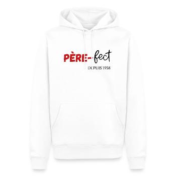Père fect Depuis 1958 - Sweat à capuche Premium bio Homme - blanc - Devant - Nico (187cm)