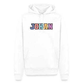 Nom - Johan - Sweat à capuche Premium bio Homme - blanc - Devant - Nico (187cm)
