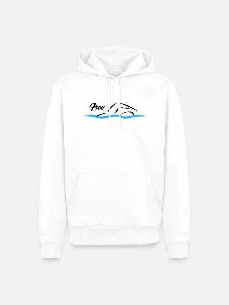Natation libre - Sweat à capuche Premium bio Homme - blanc